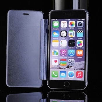 Zrcadlový plastový flip obal pro Apple iPhone SE (2020) - černý