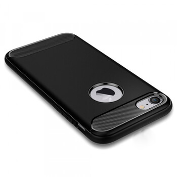 Ochranný silikonový obal karbon pro Apple iPhone SE (2020) - černý
