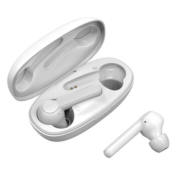 Bezdrátová bluetooth sluchátka s nabíjecím pouzdrem - bílá