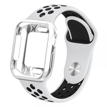 Silikonový obal s páskem pro chytré hodinky Apple Watch 44 mm (5.série) - bílý