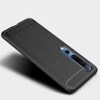 Ochranný silikonový obal karbon pro Xiaomi Mi 10 - černý
