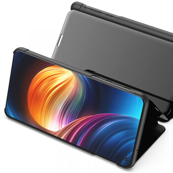 Zrcadlový plastový flip obal pro Xiaomi Mi 10 - černý