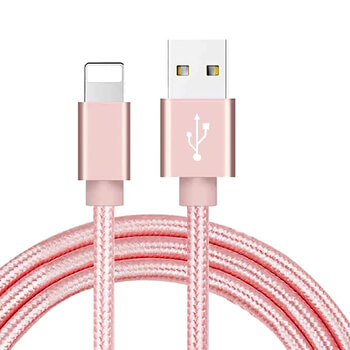 Nylonový USB Lightning kabel pro Apple - růžový