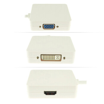 3v1 Redukce Mini DisplayPort (Thunderbolt) na HDMI, VGA a DVI pro Apple Macbook