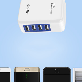 Cestovní síťová nabíječka 4x USB adaptér do zásuvky (USA)