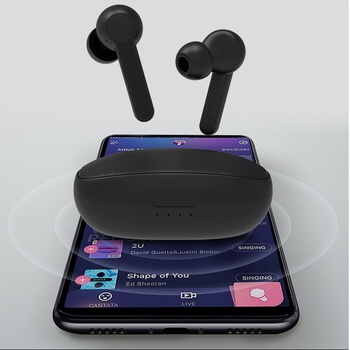 Bezdrátová bluetooth sluchátka s nabíjecím pouzdrem - bílá