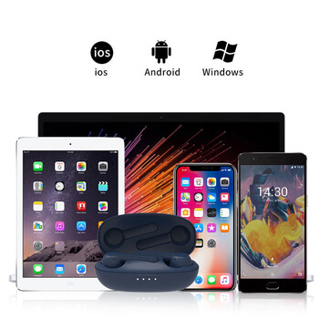 Bezdrátová bluetooth sluchátka s nabíjecím pouzdrem - tmavě modrá