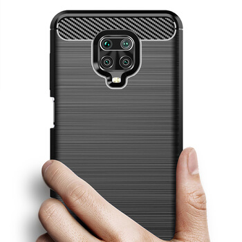 Ochranný silikonový obal karbon pro Xiaomi Redmi Note 9 Pro - černý