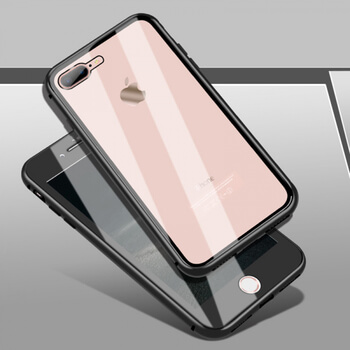 Ochranný kryt s hliníkovým magnetickým rámečkem a ochraným sklem pro Apple iPhone SE (2020) - černý
