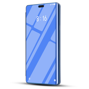 Zrcadlový plastový flip obal pro Samsung Galaxy Note 10 Lite - modrý