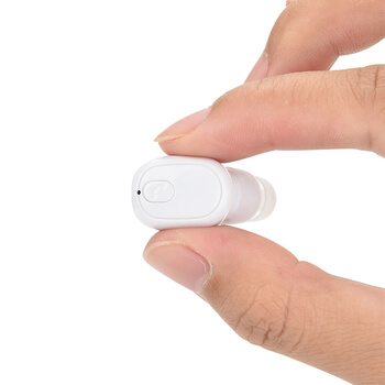 Neviditelné bezdrátové bluetooth handsfree mikrosluchátko s mikrofonem bílá