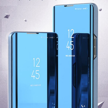 Zrcadlový plastový flip obal pro Samsung Galaxy A41 A415F - stříbrný