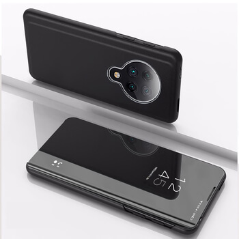 Zrcadlový silikonový flip obal pro Xiaomi Poco F2 Pro - černý