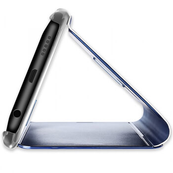 Zrcadlový silikonový flip obal pro Huawei Y6S - stříbrný