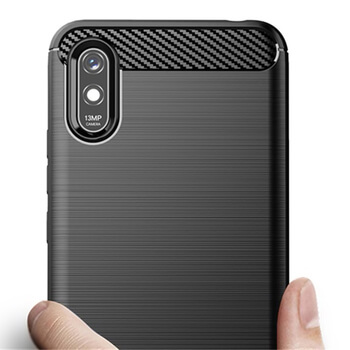 Ochranný silikonový obal karbon pro Xiaomi Redmi 9A - černý