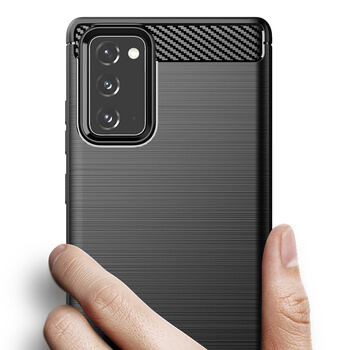 Ochranný silikonový obal karbon pro Samsung Galaxy Note 20 - černý