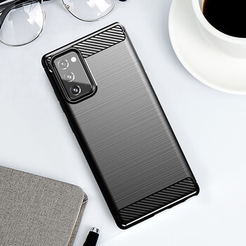 Ochranný silikonový obal karbon pro Samsung Galaxy Note 20 - černý