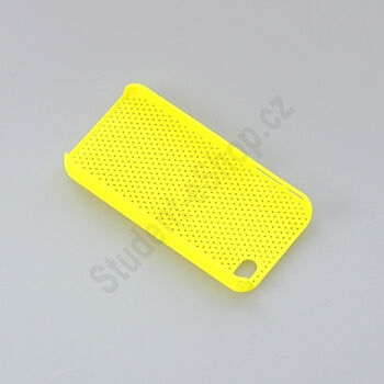 Plastový dirkovaný ochranný kryt pro Apple iPhone 4/4S - žlutý