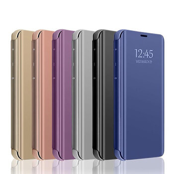 Zrcadlový silikonový flip obal pro Xiaomi Redmi 9 - stříbrný
