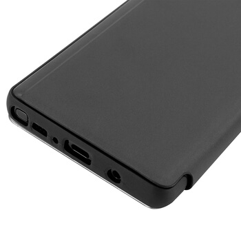 Zrcadlový plastový flip obal pro Samsung Galaxy S6 Edge - černý