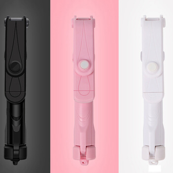 BEZDRÁTOVÁ teleskopická selfie tyč monopod s ovládáním 80 cm skládací - bílá