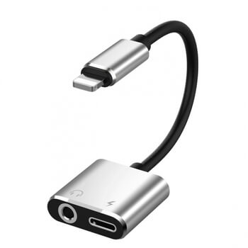 2v1 Redukce a adaptér Audio Jack pro nabíjení a sluchátka s konektorem Lightning růžová