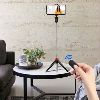 3v1 Bluetooth bezdrátová skládací selfie tyč 70 cm s Tripod stativem a s dálkovým ovládáním - černá