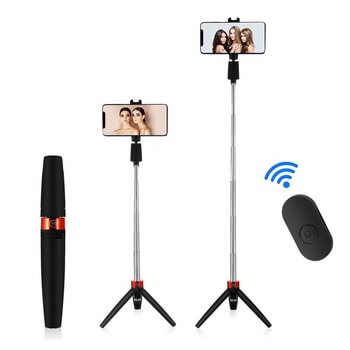 3v1 Bluetooth bezdrátová skládací selfie tyč 70 cm s Tripod stativem a s dálkovým ovládáním - černá