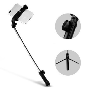 BEZDRÁTOVÁ teleskopická selfie tyč monopod s ovládáním 80 cm skládací - bílá