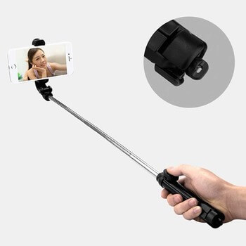 BEZDRÁTOVÁ teleskopická selfie tyč monopod s ovládáním 80 cm skládací - černá