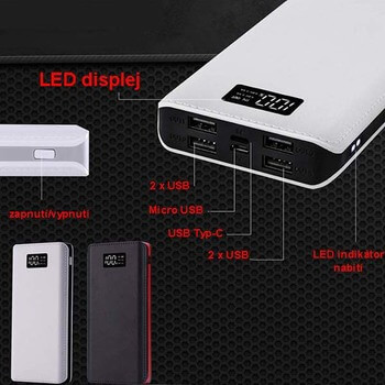 Power Banka s LED displejem 20000 mAh - bílá