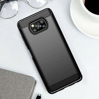 Ochranný silikonový obal karbon pro Xiaomi Poco X3 - černý
