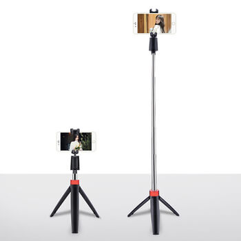 3v1 Bluetooth bezdrátová skládací selfie tyč 70 cm s Tripod stativem a s dálkovým ovládáním - černá