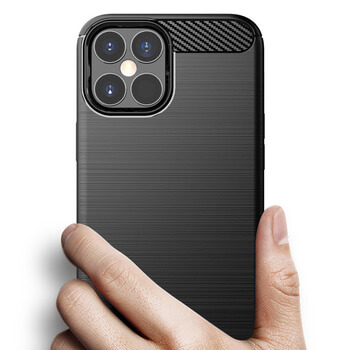 Ochranný silikonový obal karbon pro Apple iPhone 12 - černý