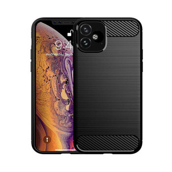 Ochranný silikonový obal karbon pro Apple iPhone 12 mini - černý