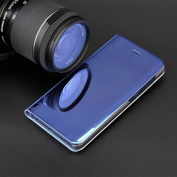 Zrcadlový silikonový flip obal pro Samsung Galaxy M21 M215F - modrý
