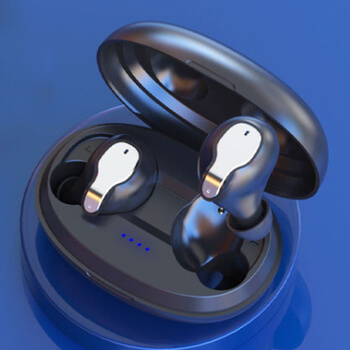 Neviditelná bezdrátová bluetooth handsfree mikrosluchátka s mikrofonem a nabíjecím pouzdrem černá