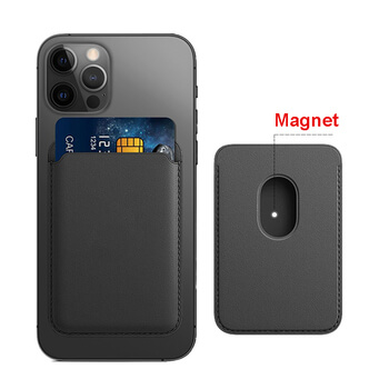 Luxusní magnetické pouzdro na kreditní karty pro Apple iPhone 12 Pro Max - hnědá ekokůže