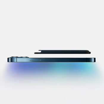 Luxusní magnetické pouzdro na kreditní karty pro Apple iPhone 12 Pro - modrá ekokůže