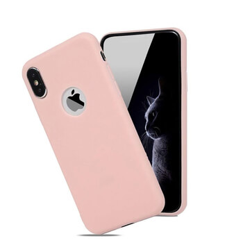 Silikonový matný obal s výřezem pro Apple iPhone X/XS - světle růžový