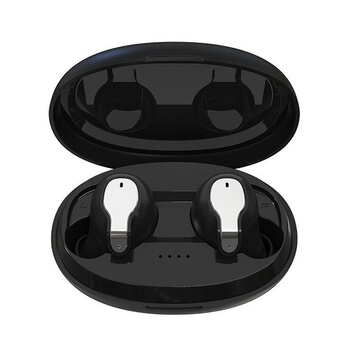 Neviditelná bezdrátová bluetooth handsfree mikrosluchátka s mikrofonem a nabíjecím pouzdrem černá