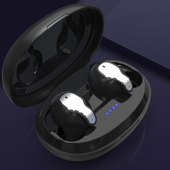 Neviditelná bezdrátová bluetooth handsfree mikrosluchátka s mikrofonem a nabíjecím pouzdrem černá