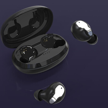 Neviditelná bezdrátová bluetooth handsfree mikrosluchátka s mikrofonem a nabíjecím pouzdrem černá