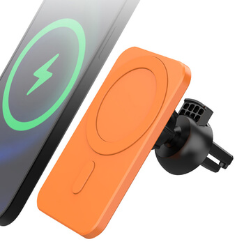 2v1 Magnetická bezdrátová nabíječka MagSafe s držkákem do auta s klipem černá