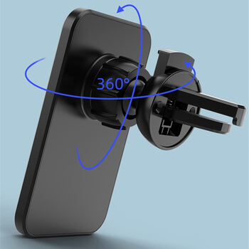 2v1 Magnetická bezdrátová nabíječka MagSafe s držkákem do auta s klipem černá