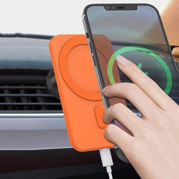 2v1 Magnetická bezdrátová nabíječka MagSafe s držkákem do auta s klipem černá