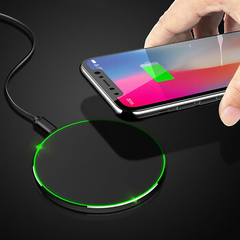 Ultratenká bezdrátová nabíječka S LED podsvícením pro chytré telefony bílá