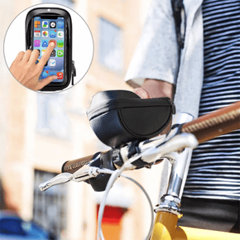 Držák na kolo pro mobilní telefony s kapsou
