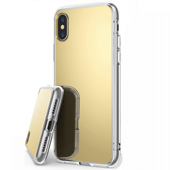 Silikonový zrcadlový ochranný obal pro Apple iPhone X/XS - zlatý