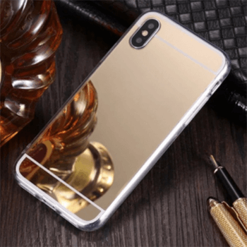 Silikonový zrcadlový ochranný obal pro Apple iPhone X/XS - zlatý